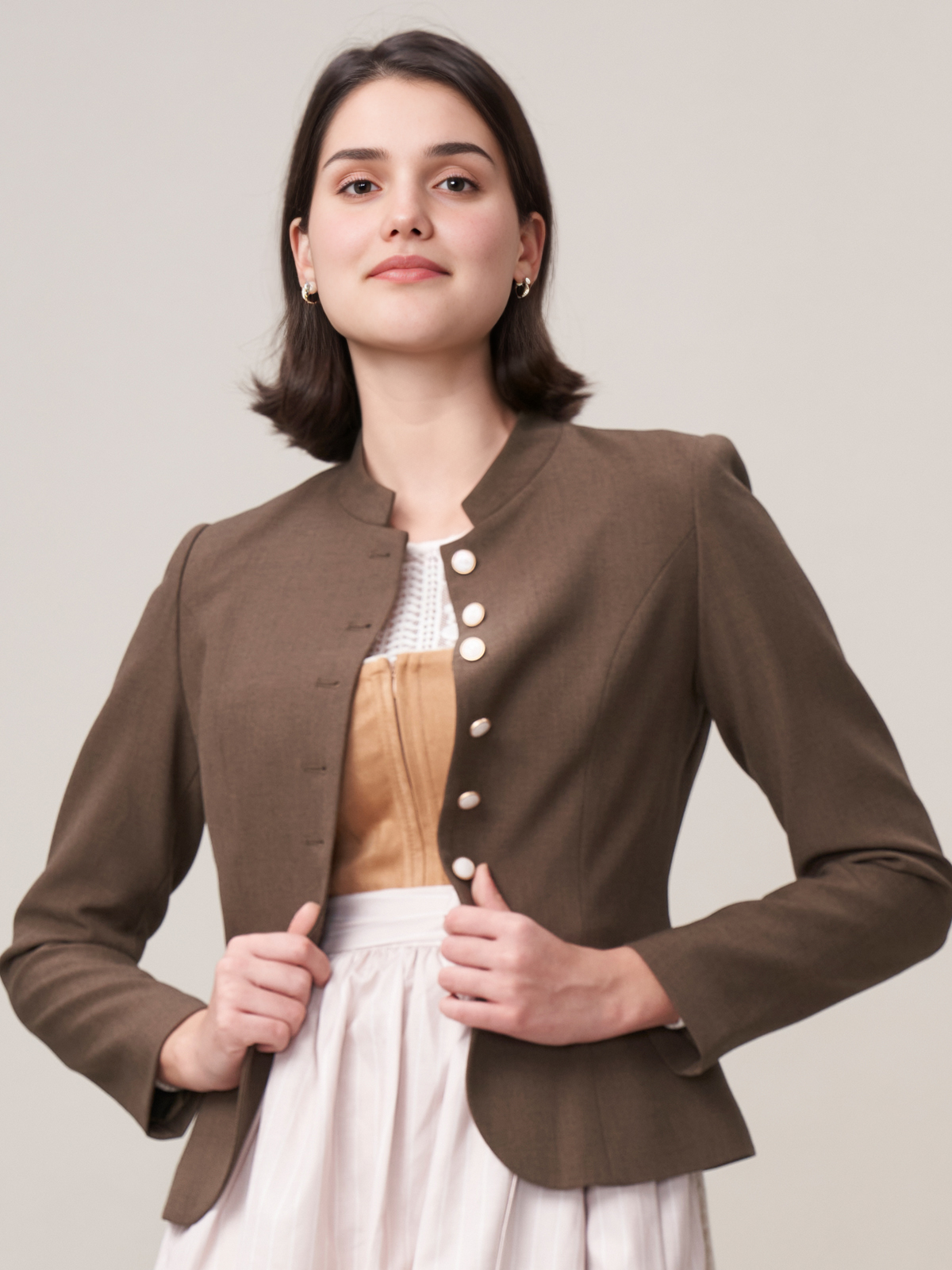 Dirndl mit Ausschnitt in Braun
