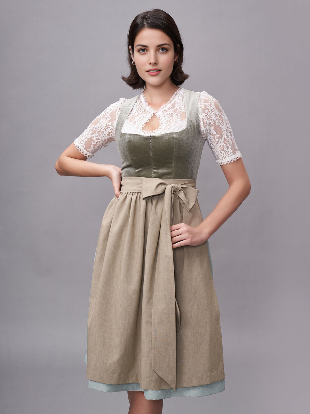 Ein elegantes grünes Dirndl mit feinen Details