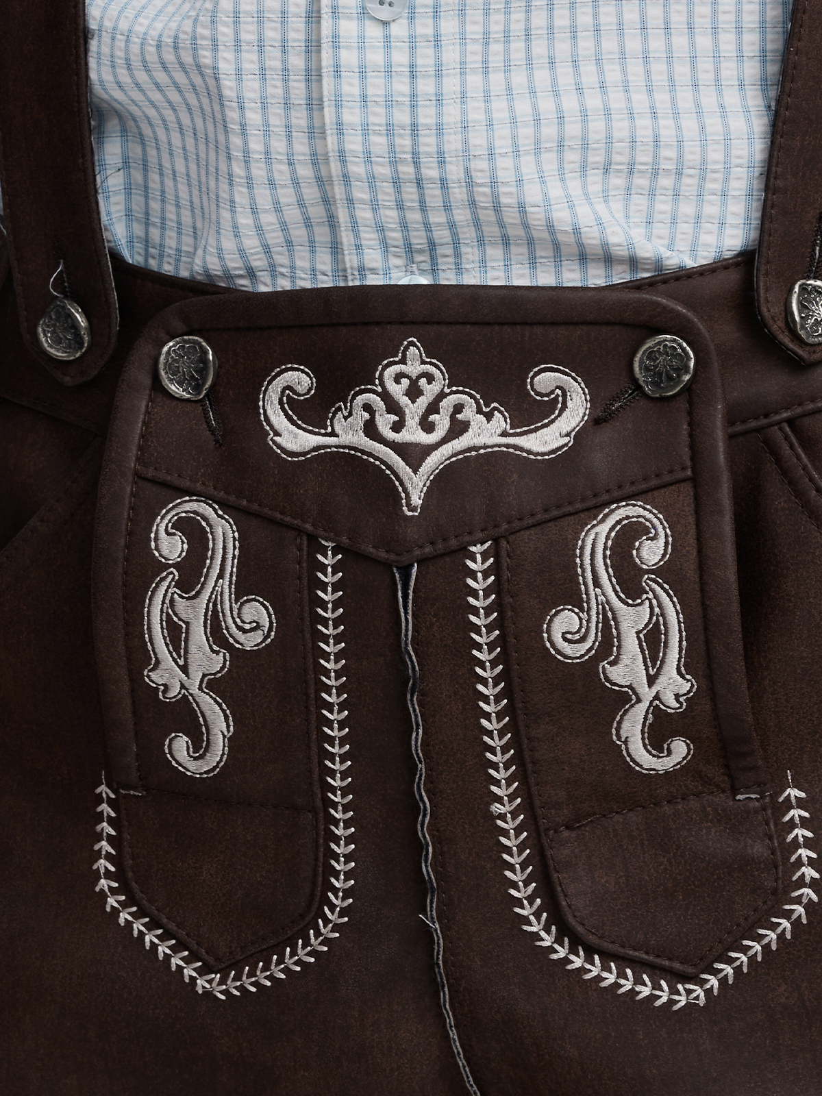 Dirndl Beige Blau mit Lederhose