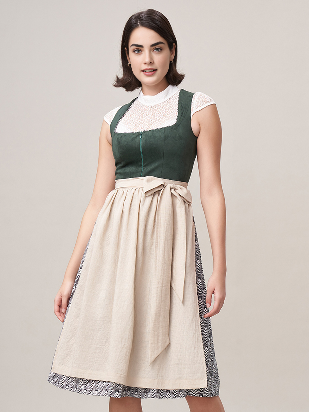 Dirndl mit Ausschnitt in Grün