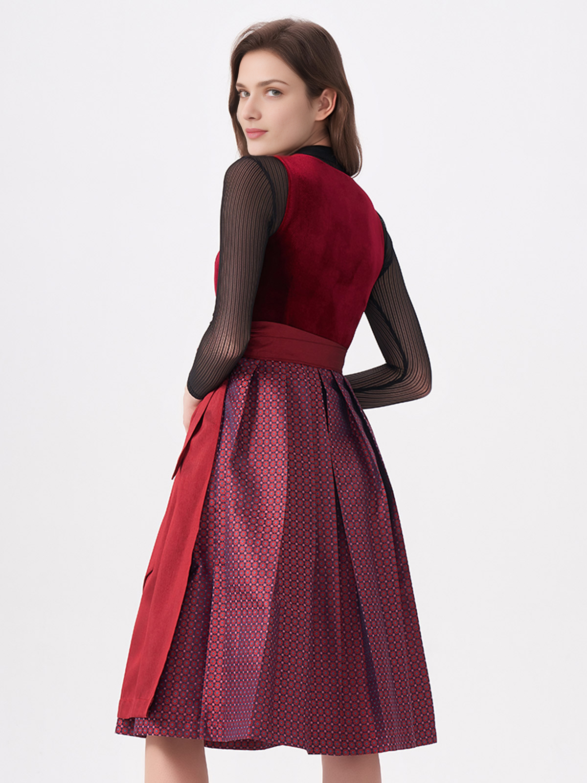 Schwarzes Dirndl kurz mit roter Schürze